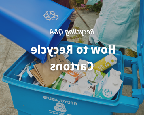 A person putting different types of recyclable cartons in a recycling bin.